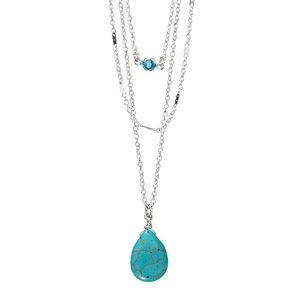 NWT, (Turquoise) Genuine Stone 3-Piece Necklace, Avon